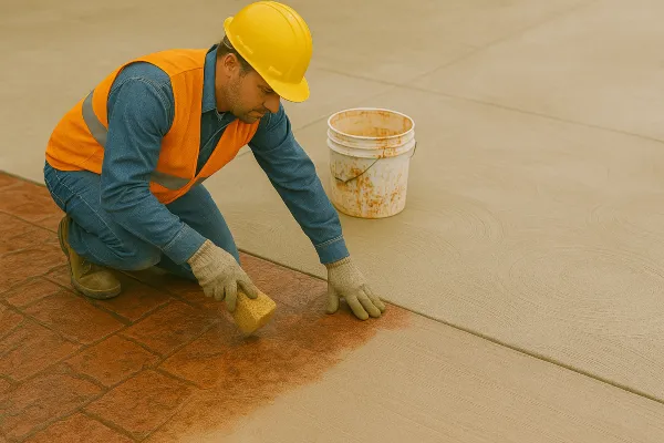 a male worker working on a concrete stamped project from San Antonio Concrete Master in Boerne, TX - Boerne TX