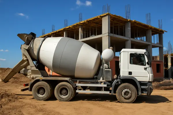 a white cement truck from San Antonio Concrete Master in New Braunfels, TX - New Braunfels TX