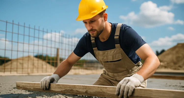 a male concrete worker spreading fresh cement on rebared ground from San Antonio Concrete Master in Schertz, TX - Schertz TX